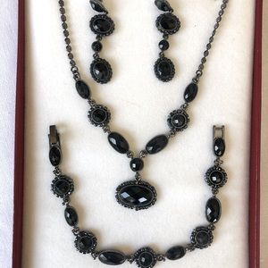 Black faceted jewelry set.